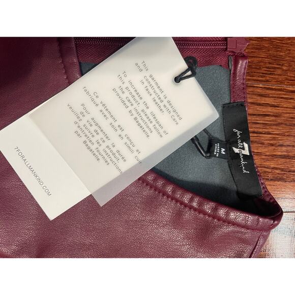 NWT 7 For All Mankind Women Wine Faux Leather Sleeveless Shell  Top Medium - Picture 5 of 8